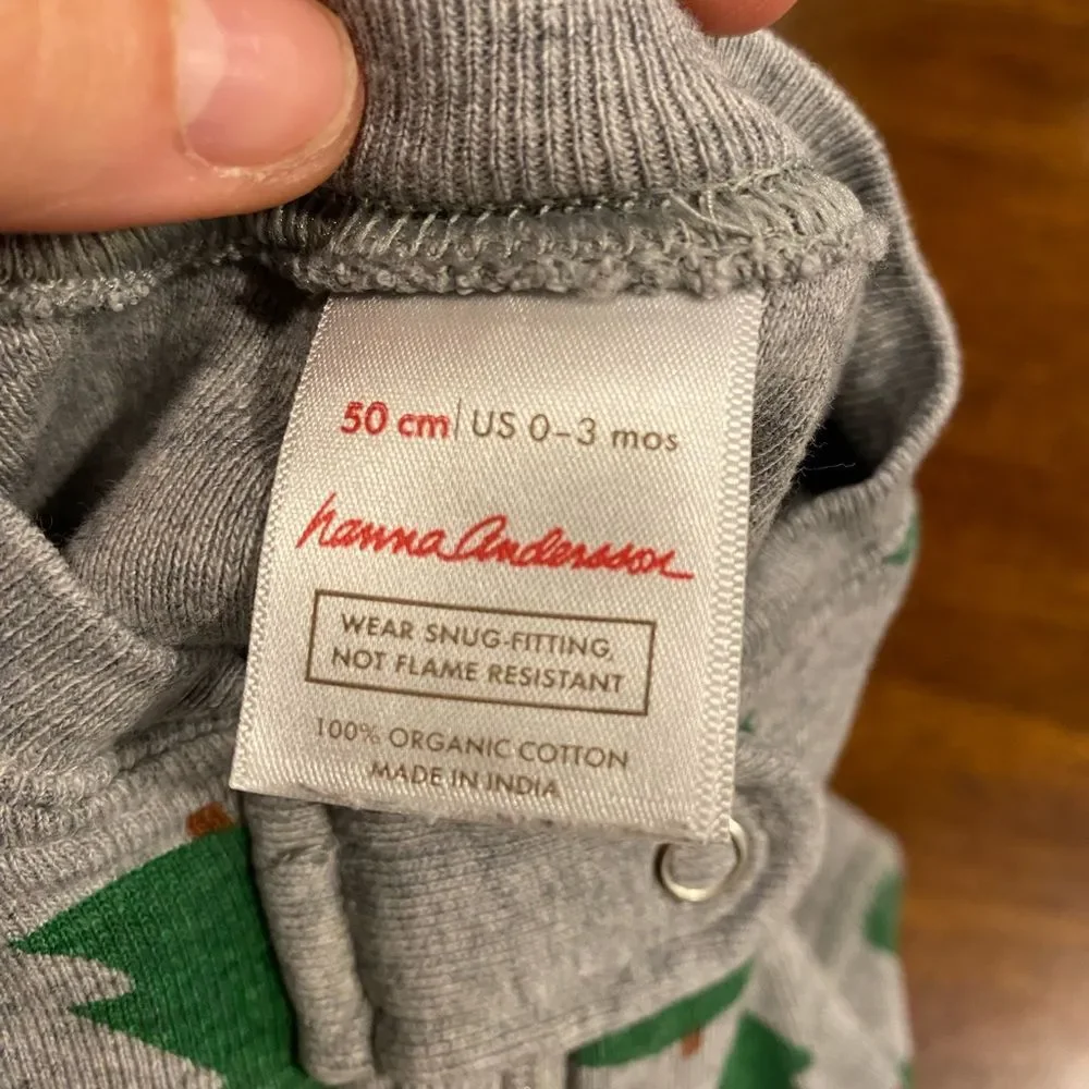 Hanna Andersson Baby Zip Sleeper Organic Cotton 50 0-3 months Christmas trees